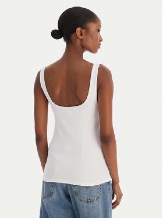 Calvin Klein Jeans Top Monologo Scoop Nk Rib LV047A804G Biały Slim Fit