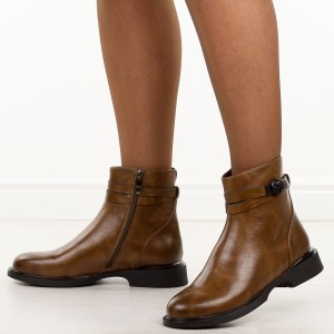 Brązowe skórzane botki damskie Filippo Dbt7357/25