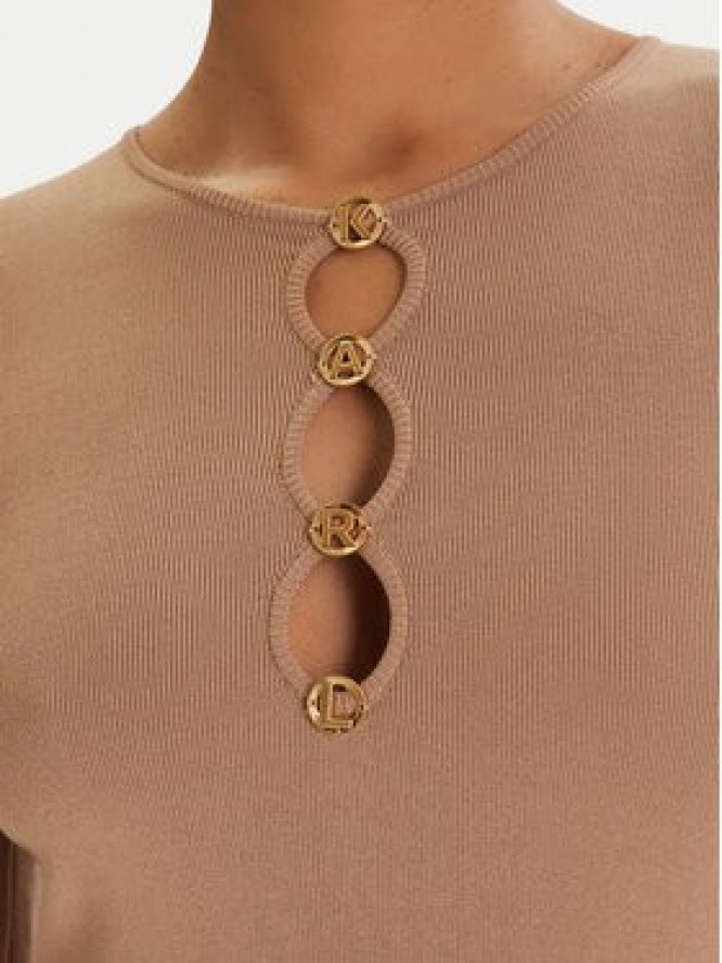 KARL LAGERFELD Sukienka dzianinowa B1W13003 Beżowy Regular Fit