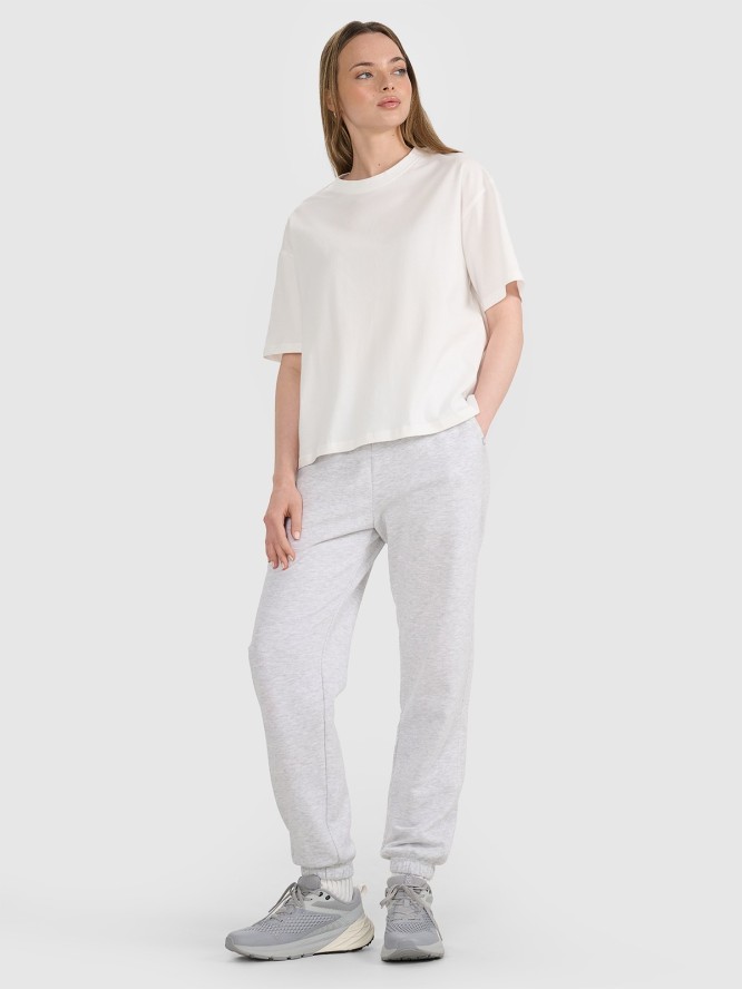 4F T-shirt oversize gładki damski - biały XL