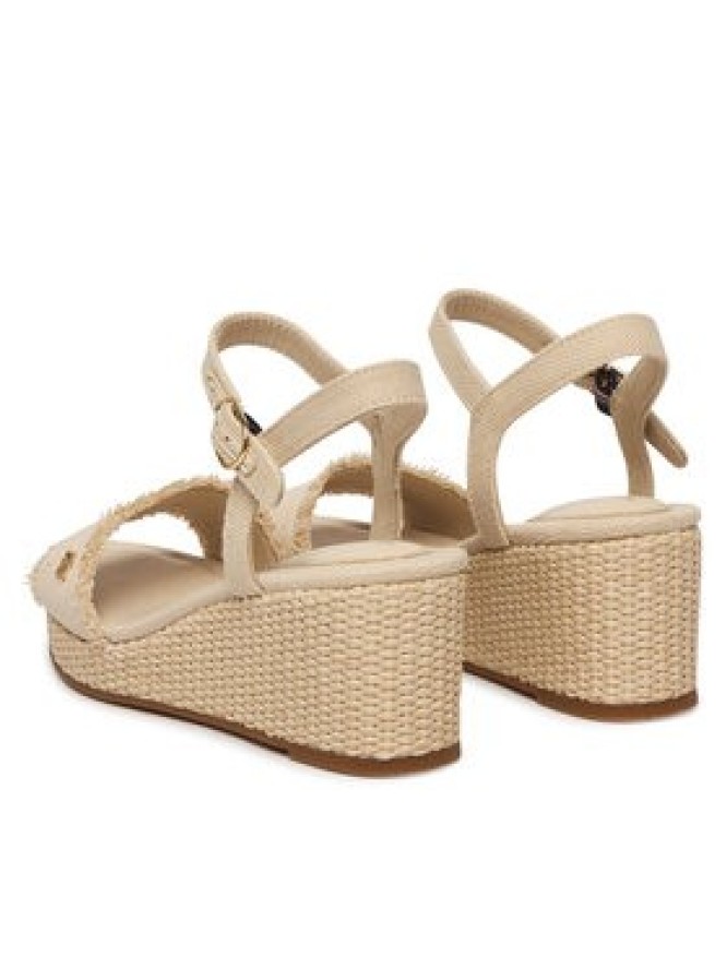 Tommy Hilfiger Sandały Mid Woven Wedge Espad Fringe FW0FW09470 Beżowy