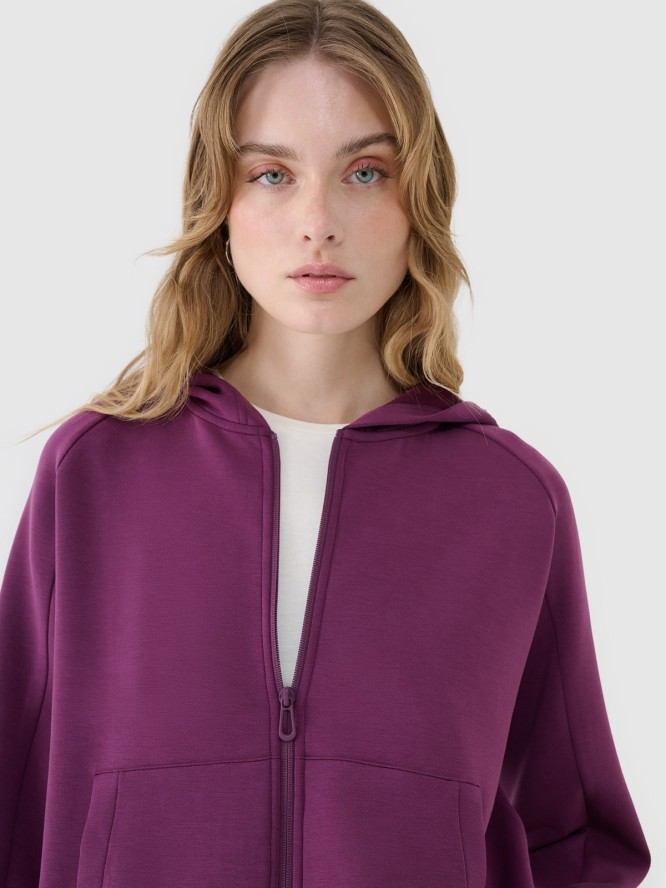 4F Bluza dresowa rozpinana z modalem damska - fioletowa XS
