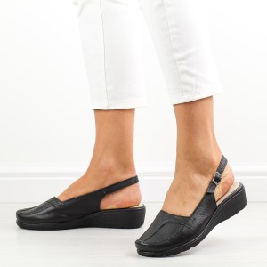 Czarne skórzane Polskie sandały damskie z zakrytymi palcami Gregors 859