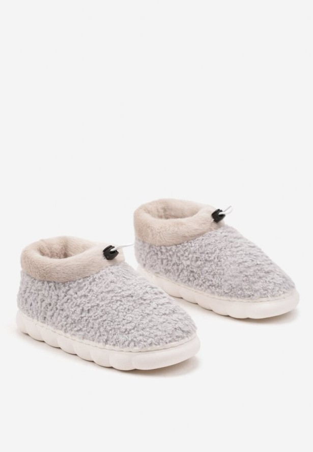 Szare Kapcie Vices z Futerkiem i Dodatkowym Ściągaczem Calavina