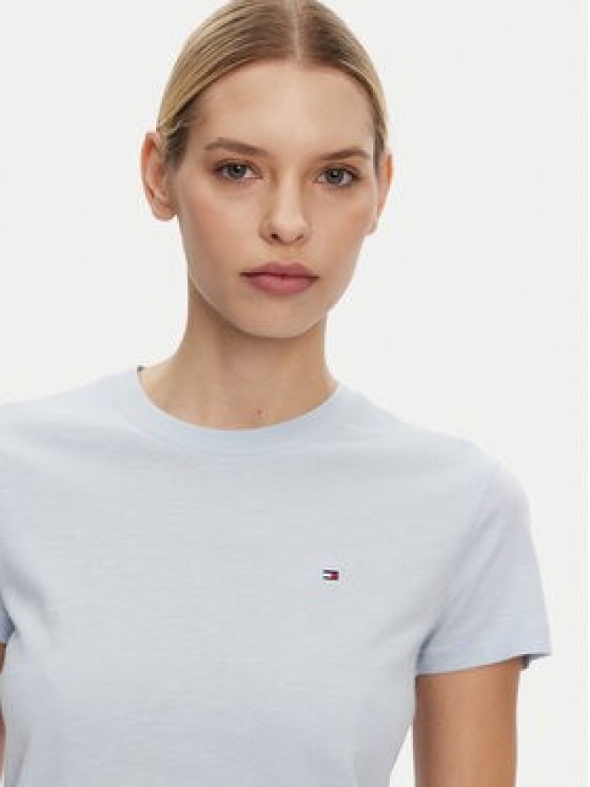 Tommy Hilfiger T-Shirt Slub WW0WW44433 Błękitny Slim Fit