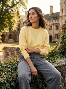 Spodnie materiałowe z szeroką nogawką - szary