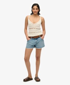 superdry Mid Rise Denim Hot Short – 100% Bawełna Organiczna