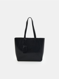 Torebka shopper z imitacji skóry - czarny