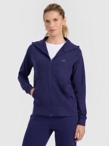 4F Bluza dresowa rozpinana z kapturem damska - granatowa S
