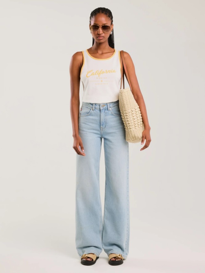 Koszulka damska na ramiączkach kremowa Witalina 102