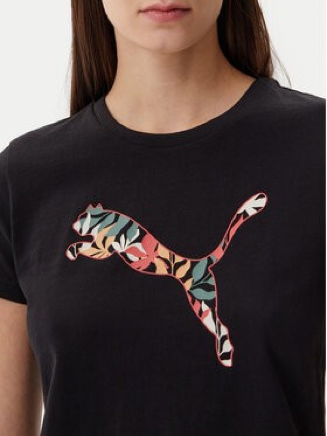 Puma T-Shirt Floral Cat 685081 Czarny Regular Fit