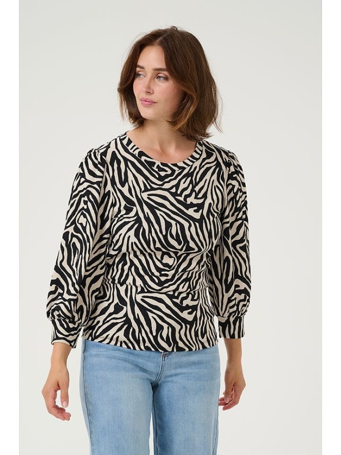 Kaffe Koszulka "Lvanna" w kolorze kremowo-czarnym rozmiar: XS