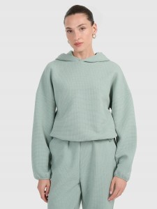 BLUZA DAMSKA DRESOWA 4F Z DZIANINY O SPLOCIE WAFLOWYM TSWSF1847 KOLOR ZIELONY