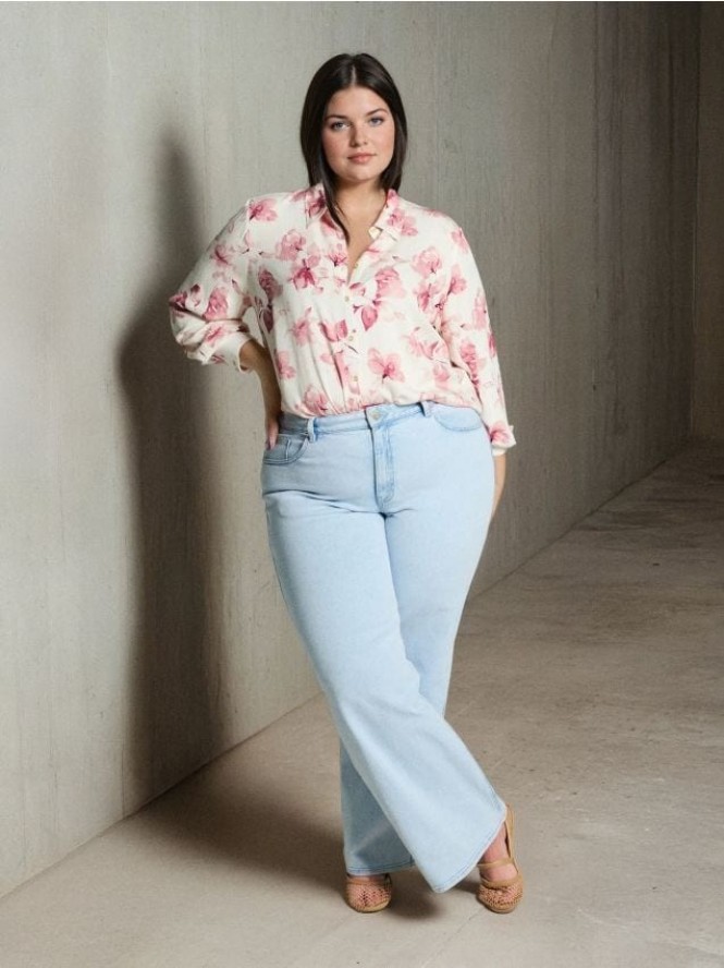 Jeansy wide leg - niebieski