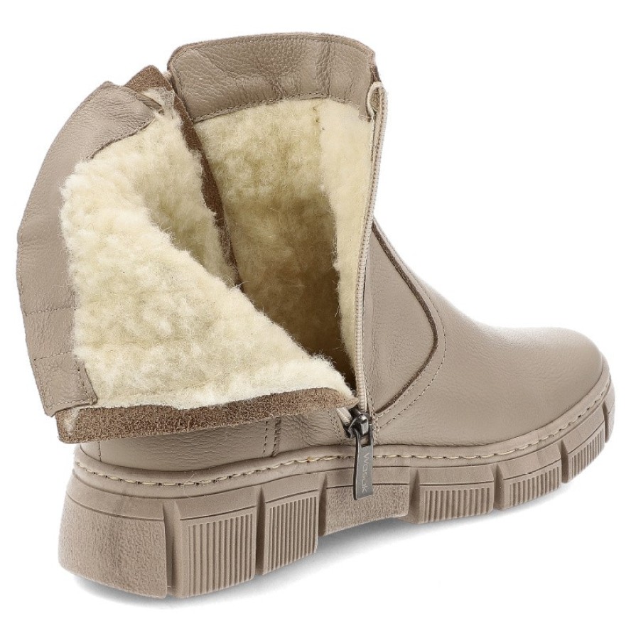 Beżowe Botki Wasak Ocieplane Buty Damskie