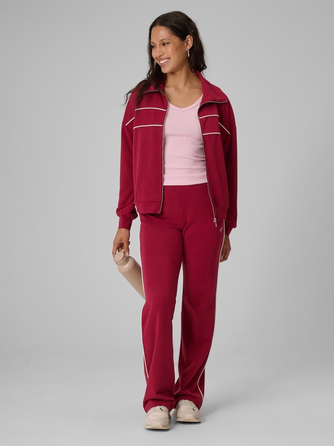 4F Bluza dresowa loose bez kaptura damska - burgundowa S