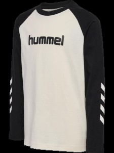hummel Długi T-shirt junior z bawełny organicznej z logo – MARSHMALLOW/BLACK