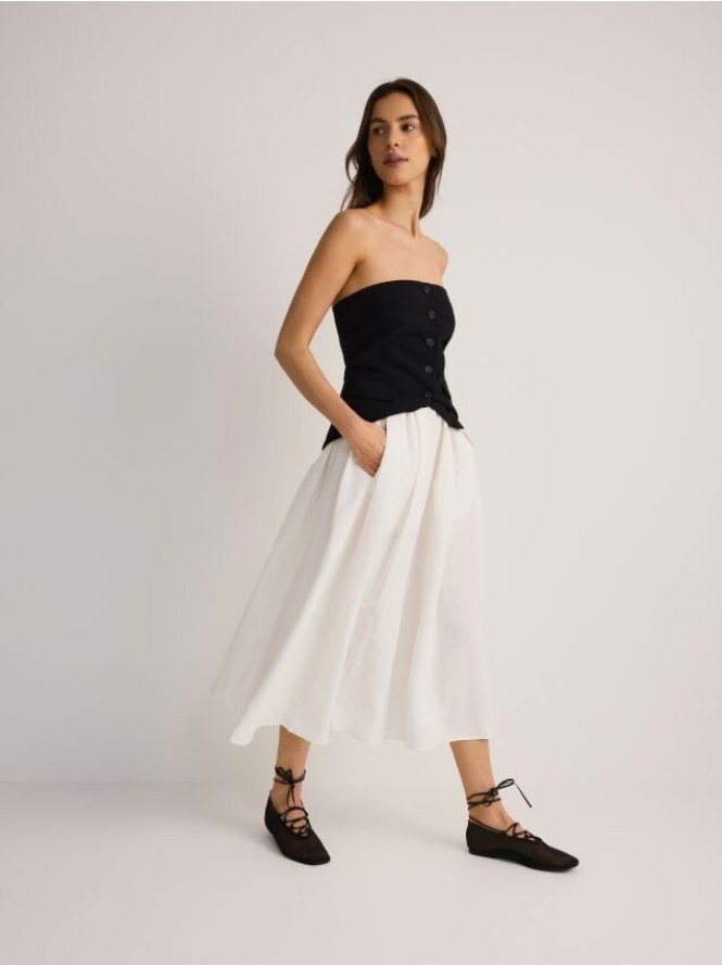 Spódnica z lnem - biały