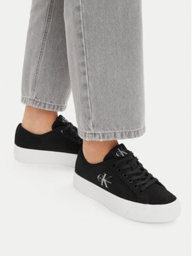 Calvin Klein Sneakersy Vulc Flatf Laceup Suede HW0HW03088 Czarny