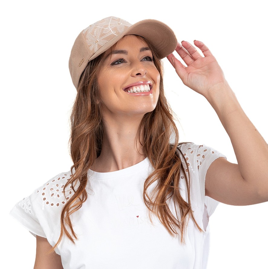 Beżowa Stylowa Damska Czapka Z Daszkiem Anekke