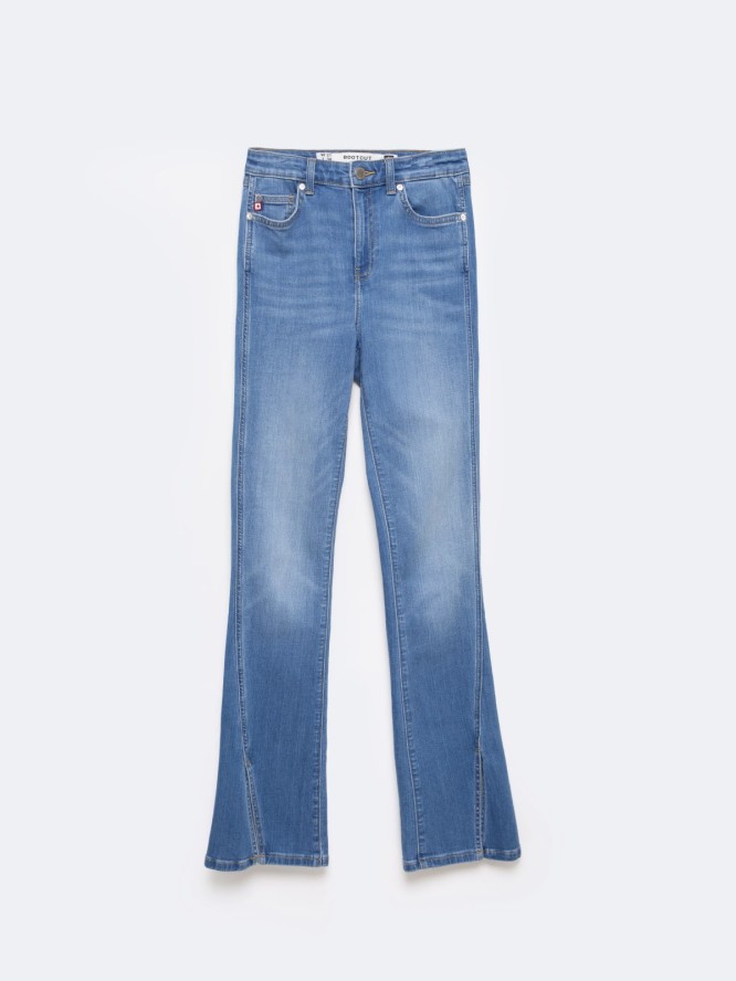 Jeansy damskie bootcut z rozcięciami niebieskie Blake 402