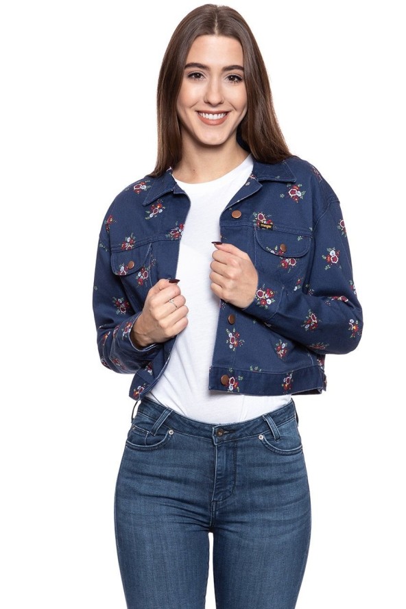 DAMSKA KURTKA JEANSOWA WRANGLER RETRO CROP JACKET BLUE DEPTHS W417WSXJY 112128796