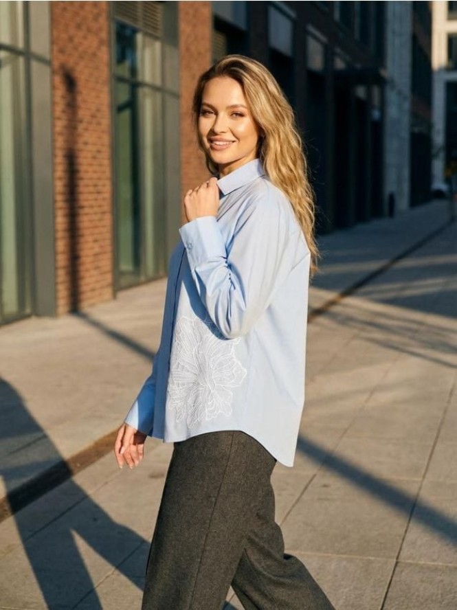 Koszula z aplikacją - niebieski