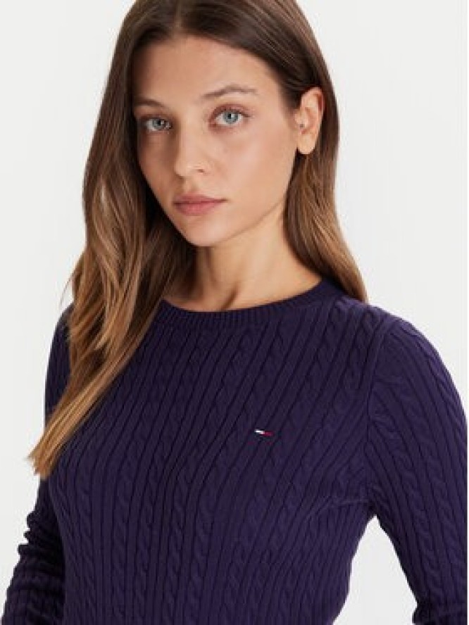 Tommy Jeans Sweter Cable Essential DW0DW22165 Fioletowy Regular Fit