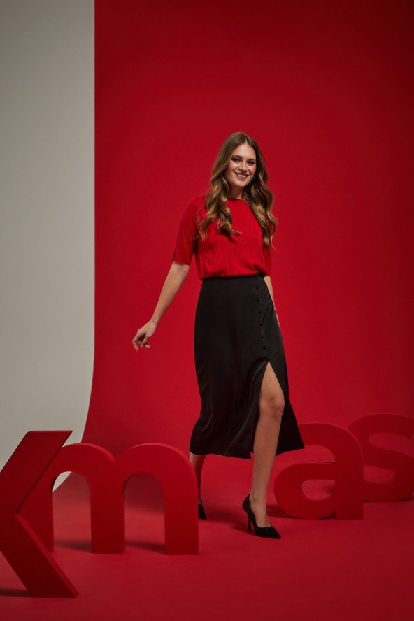 Sweter z krótkimi rękawami czerwony