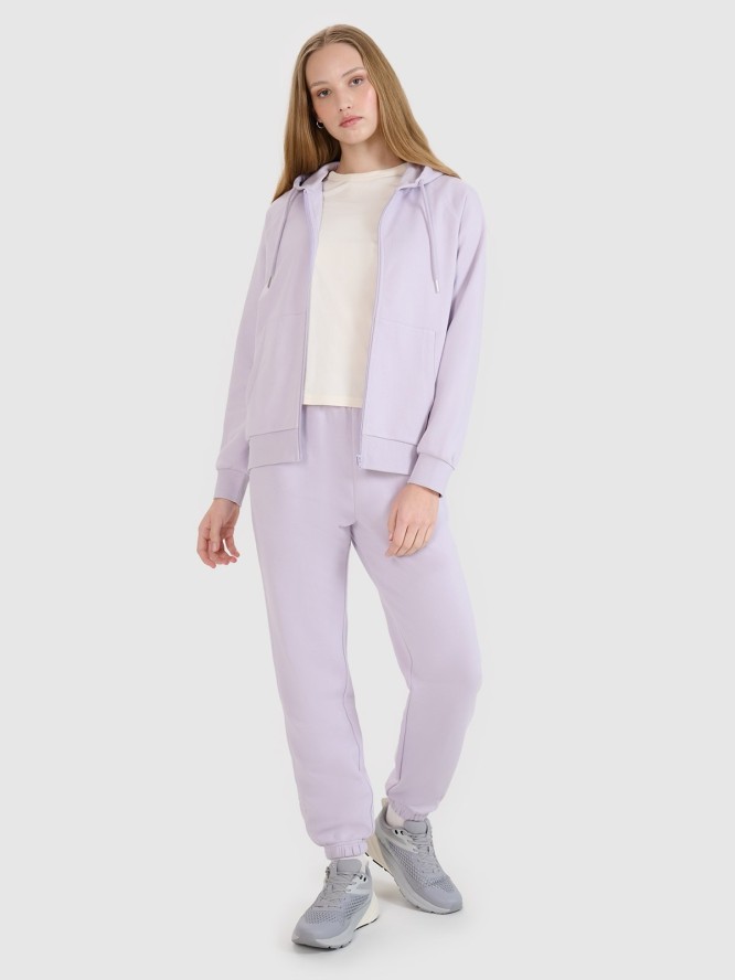 4F Bluza dresowa rozpinana z kapturem damska - fioletowa S