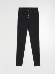 Jeansy skinny high waist - czarny