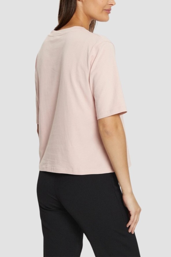 GUESS Różowy t-shirt damski Bear Boxy, Rozmiar L