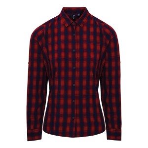 Damska Bawełniana Koszula W Kratę Z Długim Rękawem