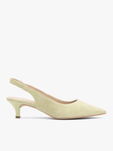 Jasnozielone czółenka slingback ze skóry welurowej