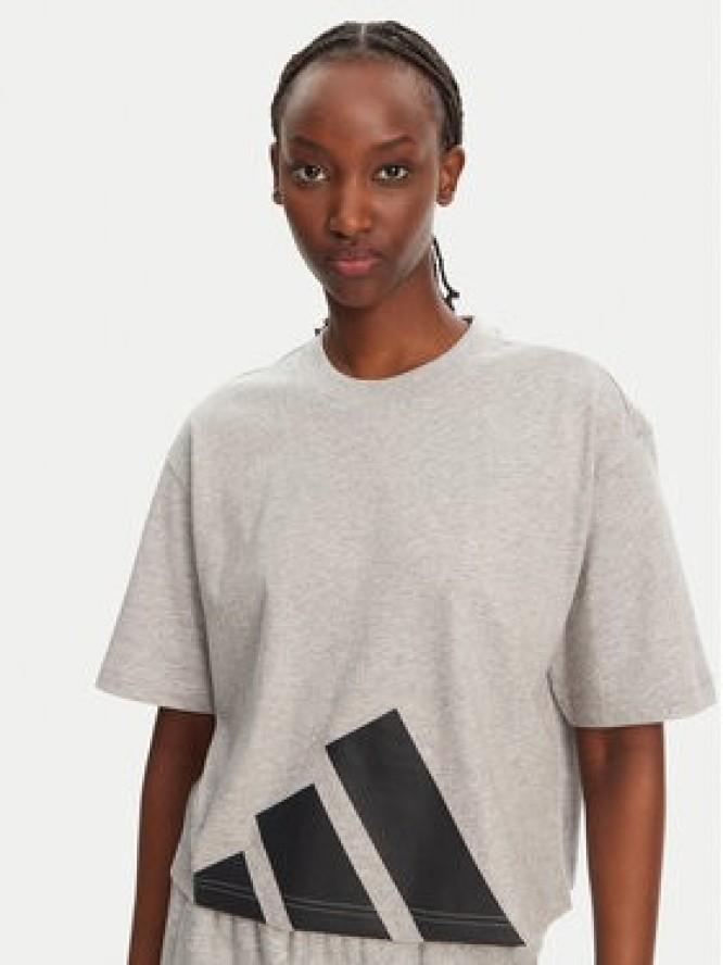 adidas T-Shirt Essentials Big Logo Boyfriend JG8738 Szary Loose Fit