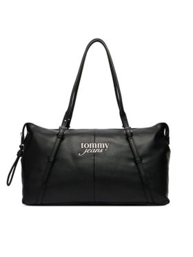 Tommy Jeans Torebka Pebble Grain Metal Logo Tote Bag AW0AW18472 Czarny