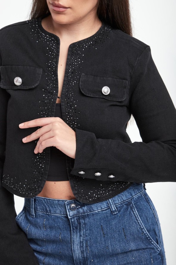 Kurtka jeansowa damska z kryształkami LIU JO