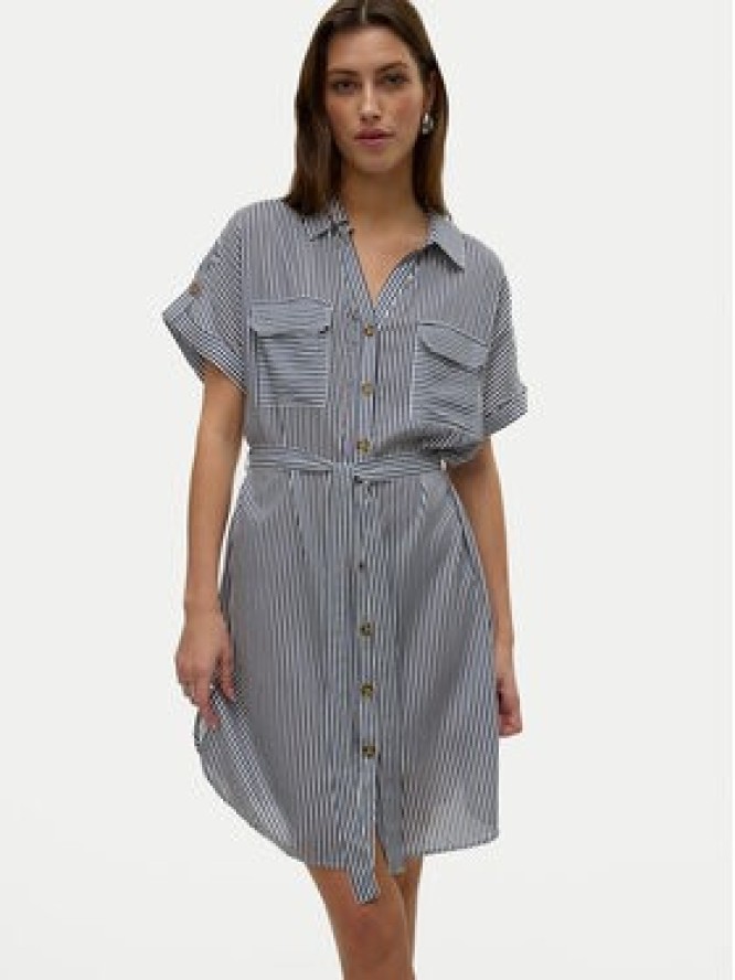 Vero Moda Sukienka koszulowa Bumpy 10325828 Granatowy Loose Fit