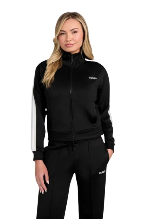 GUESS Czarna damska bluza z lampasami Yarrow, Rozmiar L