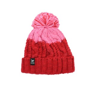 Czapka z pomponem – rozmiar uniwersalny – podszewka – unisex (czerwony/różowy)