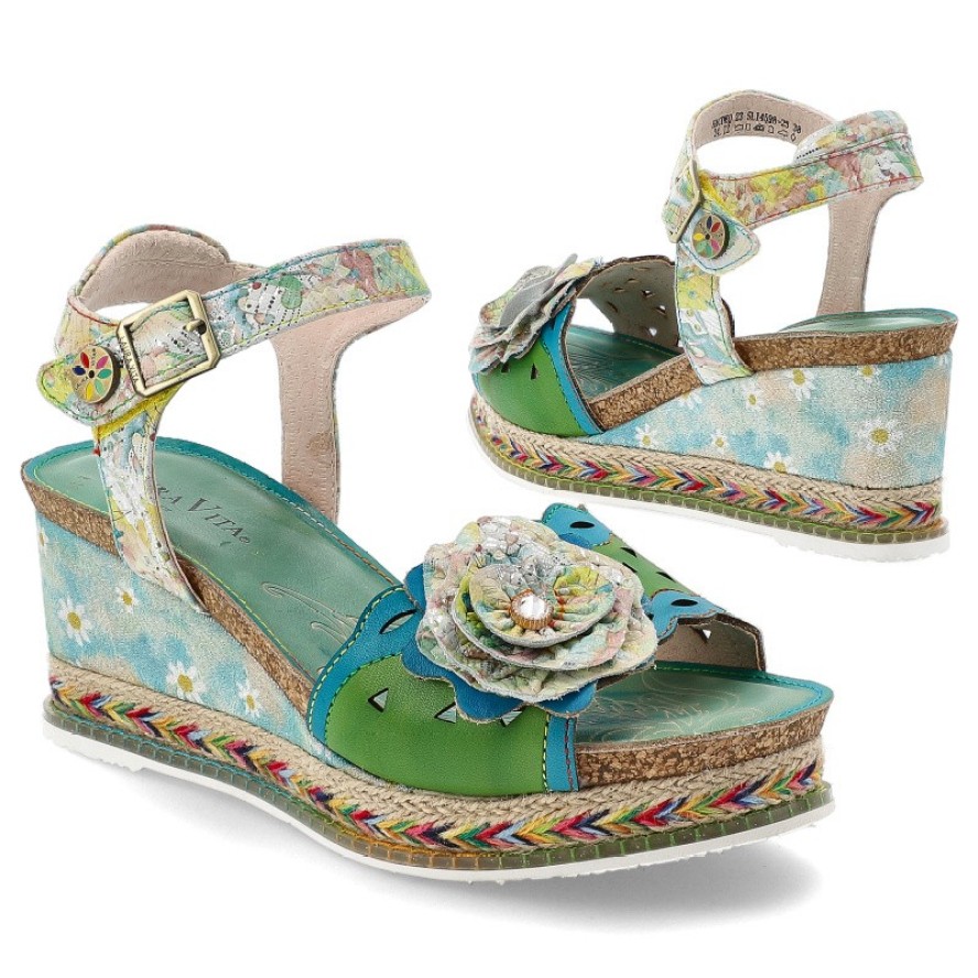 Zielone Sandały Laura Vita Modne Obuwie Damskie