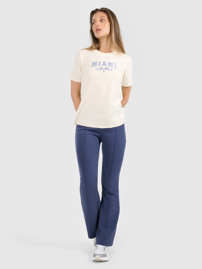 4F T-shirt regular z nadrukiem damski - beżowy XS