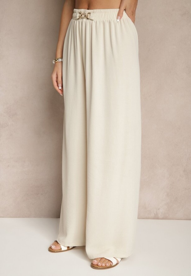 Jasnobeżowe Szerokie Spodnie Bailesa