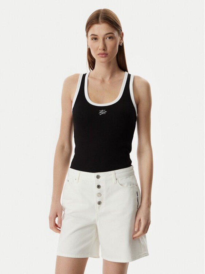 KARL LAGERFELD Szorty jeansowe B2W10048 Kremowy Loose Fit