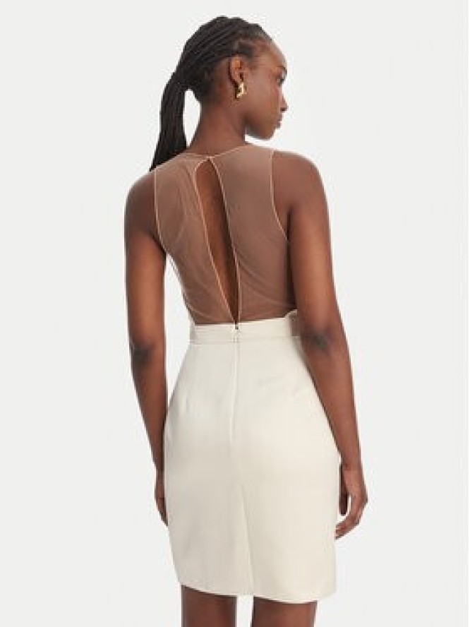 Elisabetta Franchi Sukienka koktajlowa TB-001-61E2-V550 Écru Regular Fit