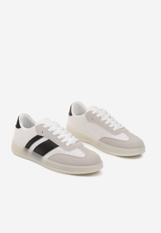 Białe Klasyczne Sneakersy Tenisówki na Półprzezroczystej Podeszwie Niniel