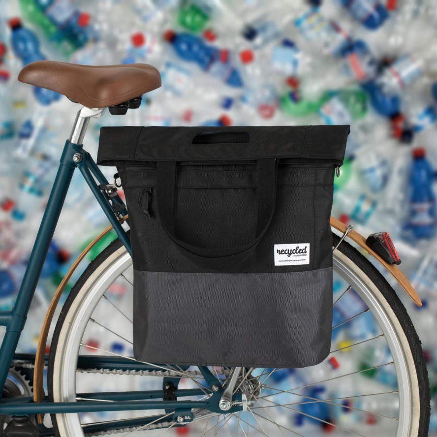 Torba Rowerowa Shopper Z Recyklingu 20 Litrów - Czarno-Szara