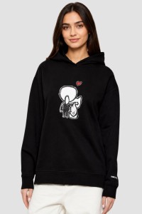 KARL LAGERFELD Czarna damska bluza z nadrukiem Ikon Valentine, Rozmiar M