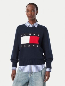 Tommy Jeans Sweter Flag DW0DW23450 Granatowy Regular Fit