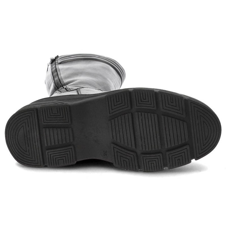 Czarne Kozaki Marco Tozzi Wygodne Skórzane Buty Damskie